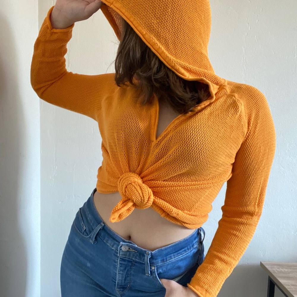 Orange knitted hoodie